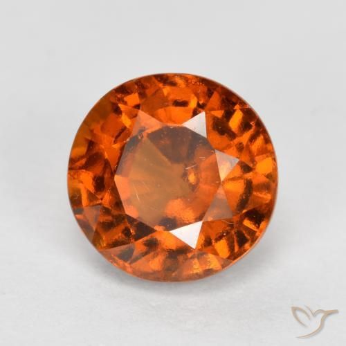 granate hessonita Naranja rojizo natural de 1.72 ct, Redondo, VVS-VS