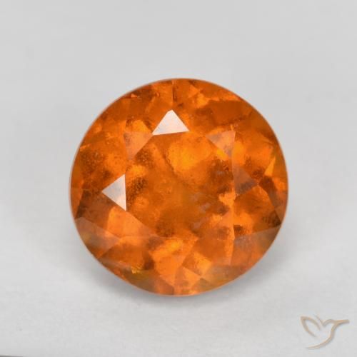 1.69ct Natural Naranja oscuro granate hessonita, Redondo, SI