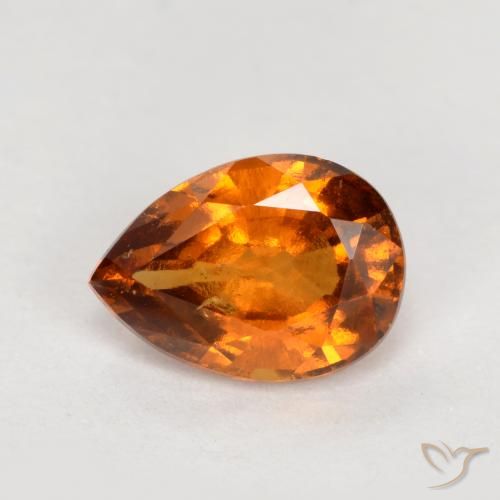 0.82ct Natural Naranja oscuro granate hessonita, En forma de pera, VS-SI
