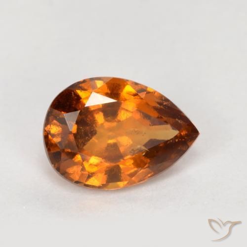 granate hessonita Naranja oscuro natural de 0.82 ct, En forma de pera, VS-SI