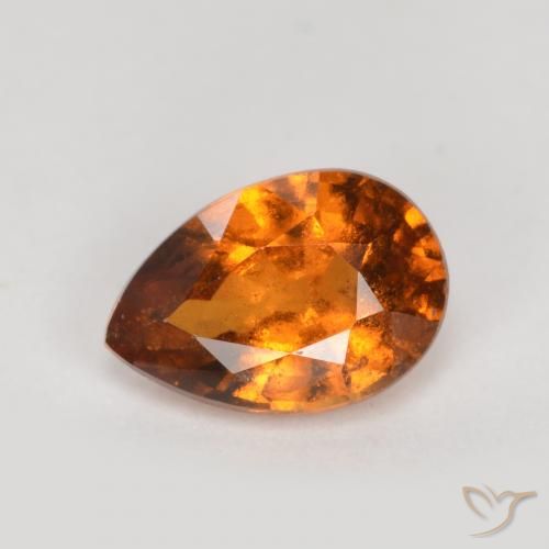 0.79ct Natural Naranja oscuro granate hessonita, En forma de pera, SI