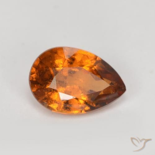 granate hessonita Naranja oscuro natural de 0.79 ct, En forma de pera, SI