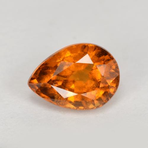 Granate hessonita naranja natural de 0,90 ct, en forma de pera, VS-SI