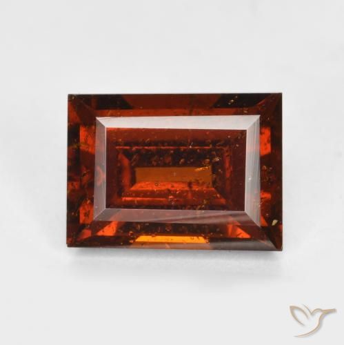 Granate hessonita rojo natural de 2,26 ct, baguette, VS-SI