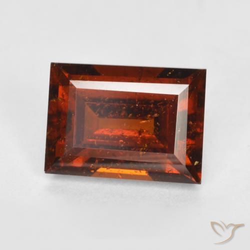 Granate hessonita rojo natural de 2,26 ct, baguette, VS-SI