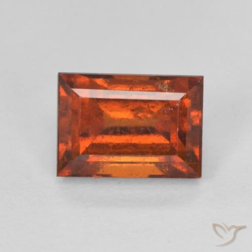 2.13ct Natural Medium Dark-Orange granate hessonita, Corte Baguette, VS-SI