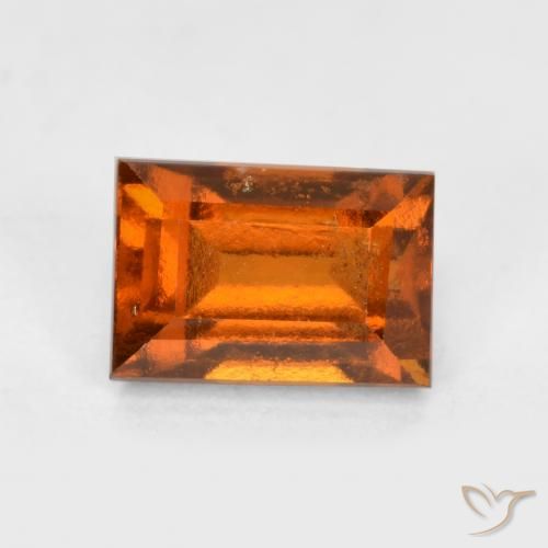 1.22ct Natural Naranja oscuro medio granate hessonita, Corte Baguette, VS