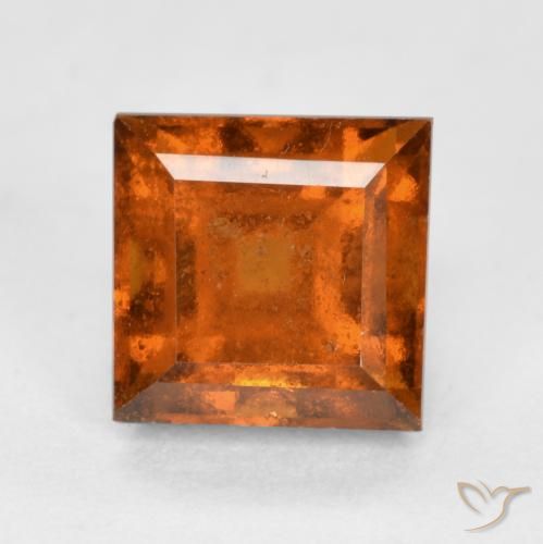 1.59ct Natural Naranja oscuro granate hessonita, Cuadrado, VS-SI
