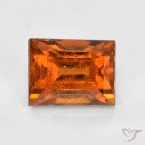 1.29ct Natural Naranja oscuro granate hessonita, Corte Baguette, VS