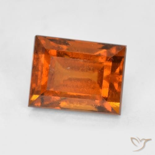 granate hessonita Naranja oscuro natural de 1.29 ct, Corte Baguette, VS