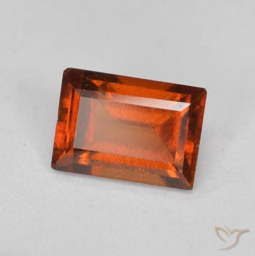 granate hessonita Naranja oscuro natural de 0.93 ct, Corte Baguette, VS