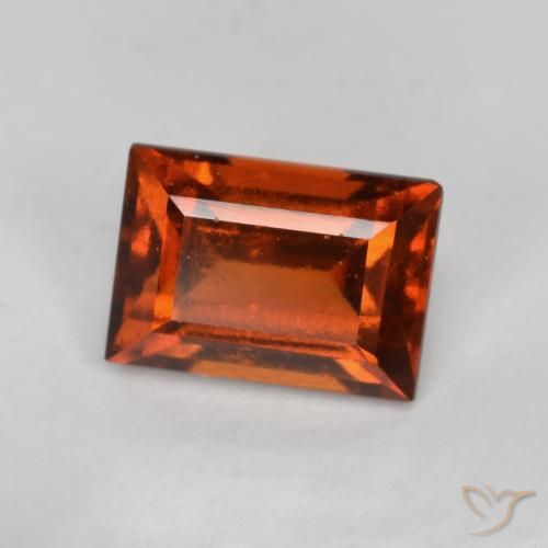granate hessonita Naranja oscuro natural de 1.07 ct, Corte Baguette, VS