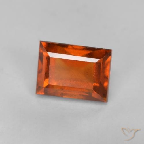 0.93ct Natural Naranja rojizo granate hessonita, Corte Baguette, VS