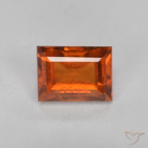 granate hessonita Naranja rojizo natural de 0.93 ct, Corte Baguette, VS