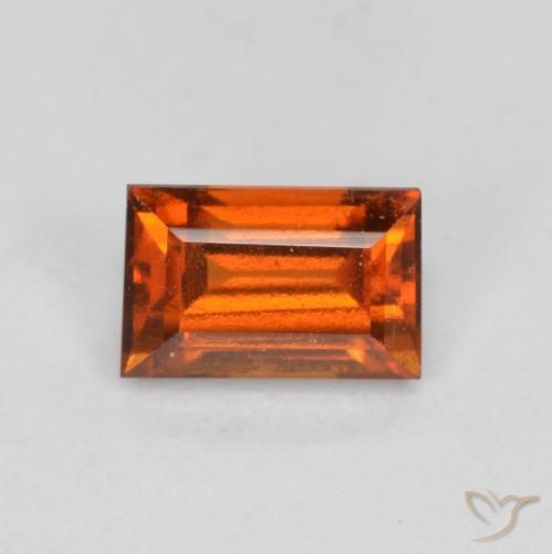 0.87ct Natural Naranja oscuro granate hessonita, Corte Baguette, VS