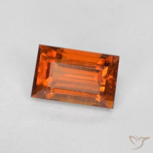 granate hessonita Naranja oscuro natural de 0.87 ct, Corte Baguette, VS