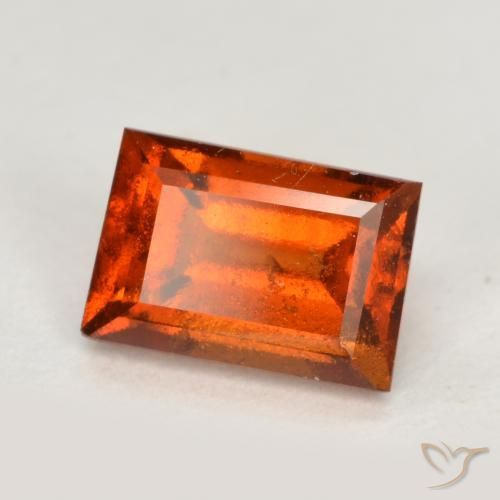 granate hessonita Naranja rojizo natural de 1.09 ct, Corte Baguette, VS