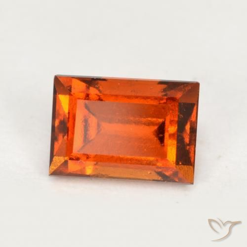 1.10ct Natural Naranja oscuro granate hessonita, Corte Baguette, VS