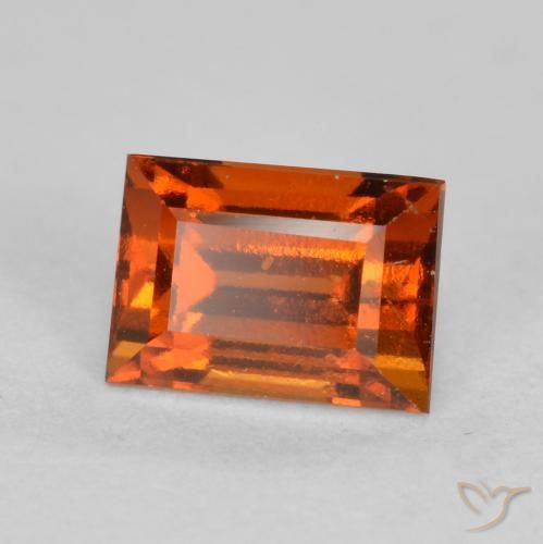 1.05ct Natural Naranja oscuro Granate Hessonita, Corte Baguette, VS