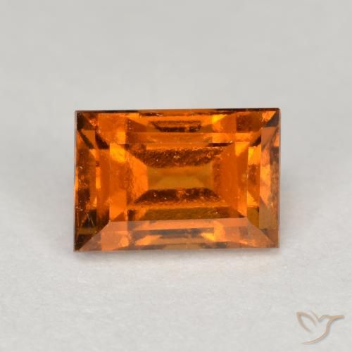 1.14ct Natural Naranja oscuro medio granate hessonita, Corte Baguette, VS