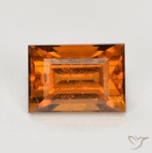 1.36ct Natural Naranja oscuro medio granate hessonita, Corte Baguette, VS