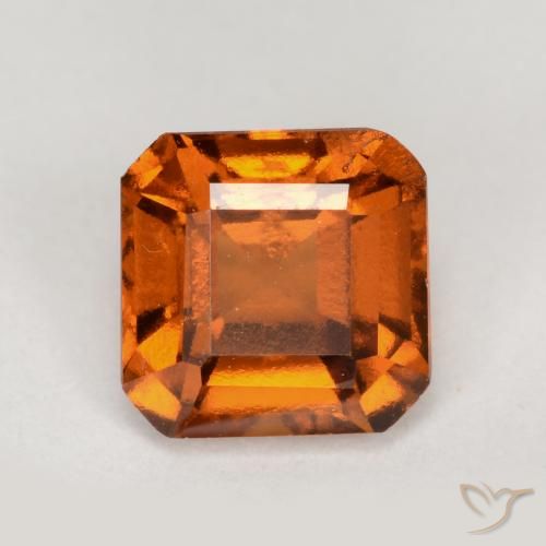 1.33ct Natural Naranja oscuro granate hessonita, corte esmeralda, VS-SI