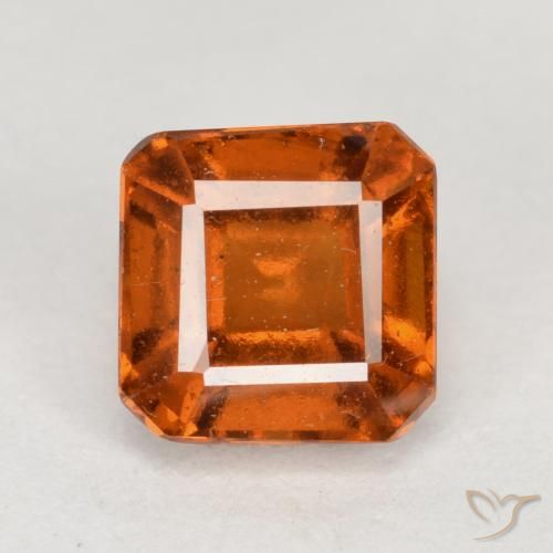 1.69ct Natural Naranja oscuro medio granate hessonita, corte esmeralda, VS-SI