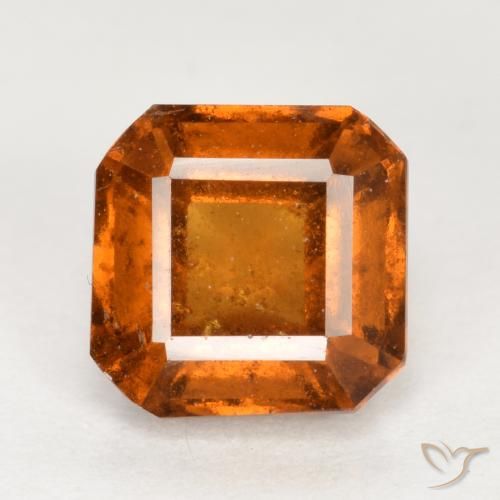 1.58ct Natural Naranja oscuro medio granate hessonita, corte esmeralda, VS-SI