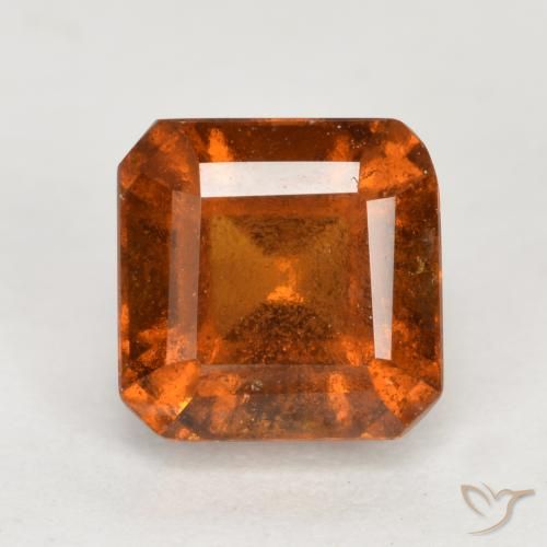 1.84ct Natural Naranja oscuro medio granate hessonita, corte esmeralda, SI