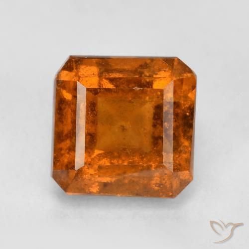 1.39ct Natural Naranja oscuro granate hessonita, corte esmeralda, SI