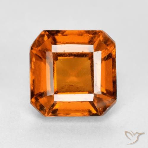 1.55ct Natural Naranja oscuro granate hessonita, corte esmeralda, VS-SI