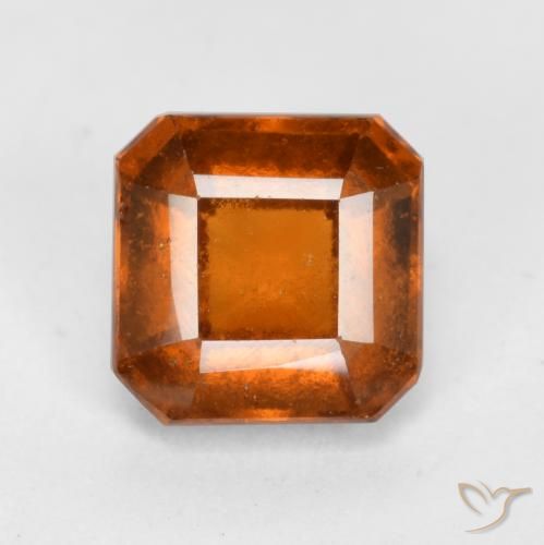 1.40ct Natural Naranja oscuro medio granate hessonita, corte esmeralda, VS-SI