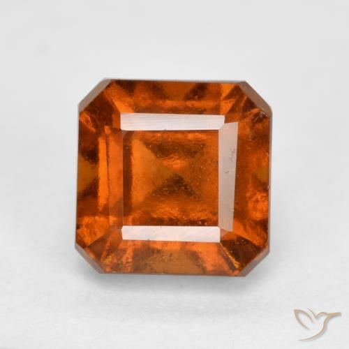 2.17ct Natural Naranja oscuro medio granate hessonita, corte esmeralda, VS-SI