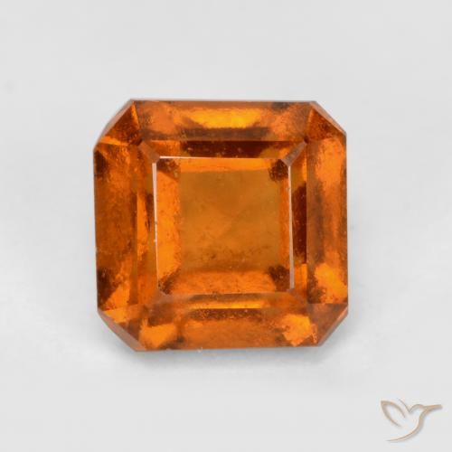 1.51ct Natural Naranja oscuro granate hessonita, corte esmeralda, VS-SI