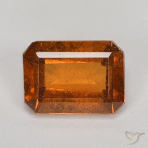 1.50ct Natural Naranja oscuro medio granate hessonita, corte esmeralda, VS-SI