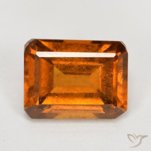 2.13ct Natural Naranja medio granate hessonita, corte esmeralda, VS-SI