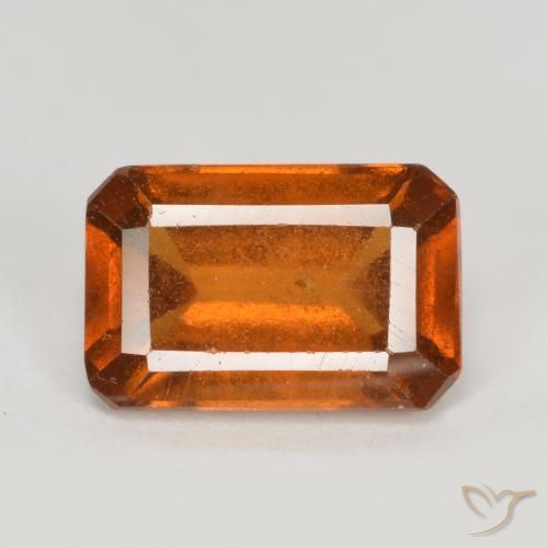 2.08ct Natural Naranja oscuro medio Granate Hessonita, corte esmeralda, VS-SI