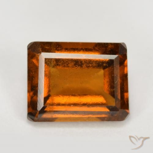 2.12ct Natural Naranja oscuro granate hessonita, corte esmeralda, VS