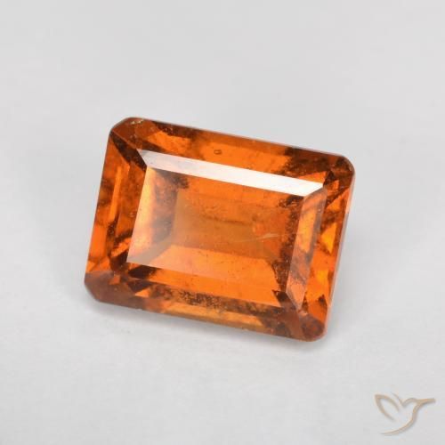 2.27ct Natural Naranja oscuro granate hessonita, corte esmeralda, SI