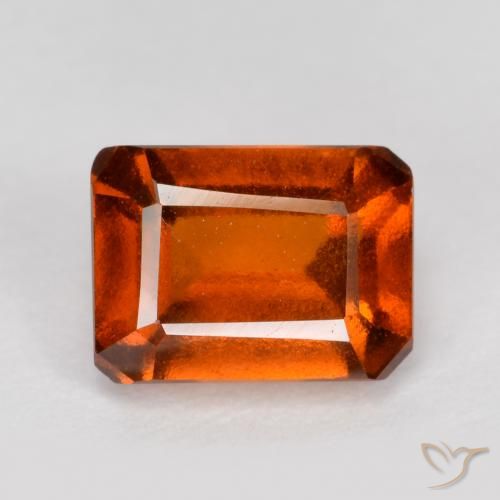 1.57ct Natural Naranja fuego granate hessonita, corte esmeralda, VS-SI