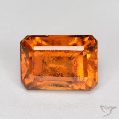 1.48ct Natural Naranja oscuro medio granate hessonita, corte esmeralda, SI