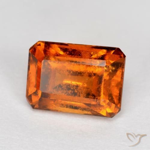 granate hessonita Naranja oscuro medio natural de 1.48 ct, Corte Octágono / Esmeralda, SI