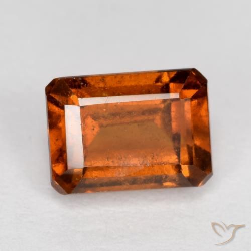 1.65ct Natural Naranja oscuro granate hessonita, corte esmeralda, VS-SI