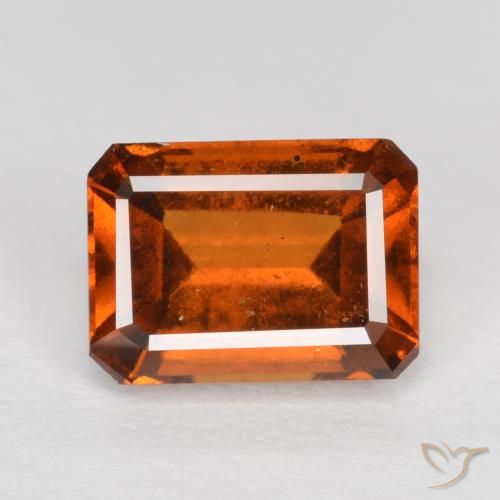 1.37ct Natural Ámbar naranja granate hessonita, corte esmeralda, VS