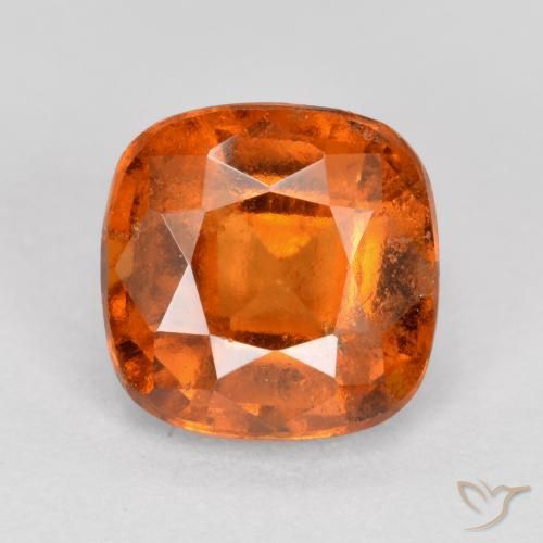 2.00ct Natural Naranja oscuro granate hessonita, Forma Cojín, VS-SI
