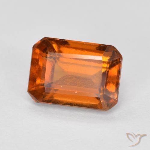 1.34ct Natural Naranja medio granate hessonita, corte esmeralda, VS-SI