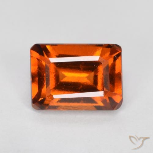 1.38ct Natural Ámbar naranja Granate Hessonita, corte esmeralda, VVS-VS