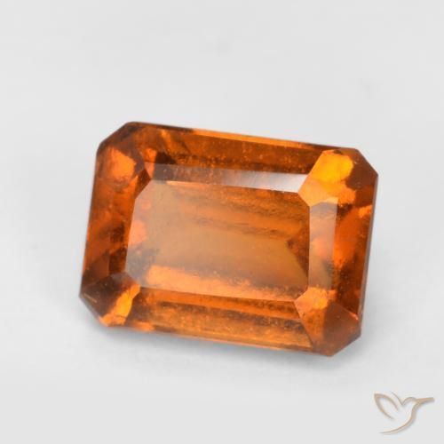 1.40ct Natural Naranja oscuro granate hessonita, corte esmeralda, VS-SI