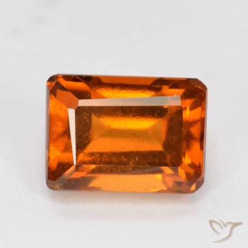 1.76ct Natural Naranja oscuro granate hessonita, corte esmeralda, VVS-VS
