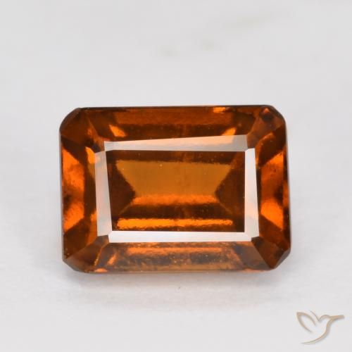1.50ct Natural Naranja oscuro granate hessonita, corte esmeralda, VVS-VS